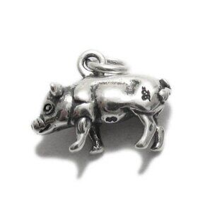 PIG CHARM WITH FINE DETAIL IN 3D STERLING SILVER.
